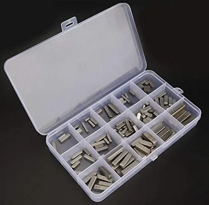 140 PCS Round Ended Feather Key Set Parallel Drive Shaft Keys With Case USA