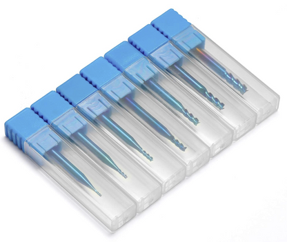 7pcs 3-Flute Square End Mill for Aluminum Applications, Nano Blue Coat CNC Router Bits 4mm Shank