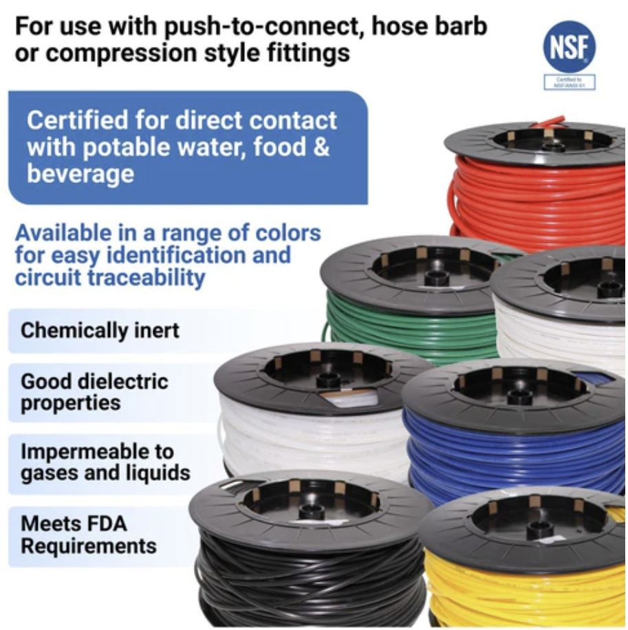 Natural 1/4" OD LLDPE Polyethylene Tubing 500 Foot Roll